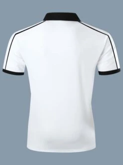 Manfinity Sporsity Men Crown & Letter Graphic Contrast Trim Quarter Zip Polo Shirt