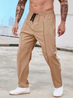 Men Drawstring Waist Straight Leg Pants -Man Plus Fashion 167929678003de68565ec2abe5824a2b5ba1cd56d1 thumbnail 405x552