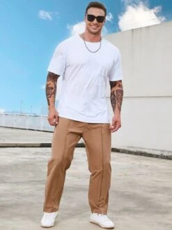 Men Drawstring Waist Straight Leg Pants -Man Plus Fashion 1679296895875c69822b1e75717a2244c4db24a642 thumbnail 405x552