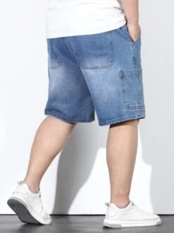 Manfinity Hypemode Men Cotton Drawstring Waist Pocket Side Denim Shorts