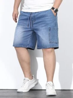 Manfinity Hypemode Men Cotton Drawstring Waist Pocket Side Denim Shorts -Man Plus Fashion 167964092141f967171c44e80f70088cf5ed7955cf thumbnail 405x552