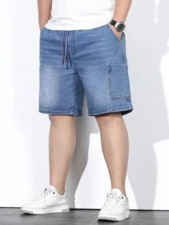 Manfinity Hypemode Men Cotton Drawstring Waist Pocket Side Denim Shorts -Man Plus Fashion 16796409235db54e4166aa85f7c8c77cdd710a7fe6 thumbnail 405x552