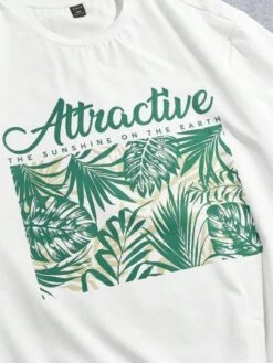 SHEIN Men Letter & Tropical Print Tee -Man Plus Fashion 16800603133c5ab4eef2015ce332df4f438a211bc7 thumbnail 405x552