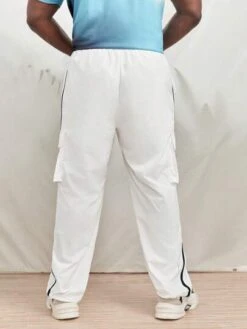 Manfinity Sporsity Men Letter Patched Detail Flap Pocket Side Pants