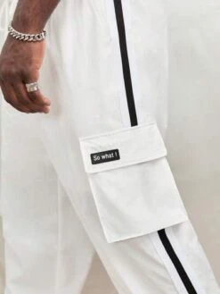 Manfinity Sporsity Men Letter Patched Detail Flap Pocket Side Pants -Man Plus Fashion 1680060765863536af70170019cf056ca3bf1c7cd2 thumbnail 405x552