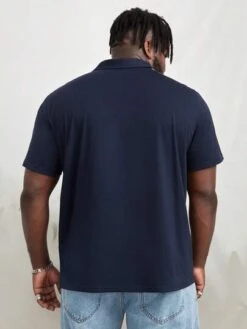 Men Antler Print Contrast Tape Shoulder Polo Shirt