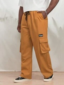 SHEIN Men Letter Patched Detail Flap Pocket Side Drawstring Waist Cargo Pants -Man Plus Fashion 1680061473cb234e853a1f867fe71cd3fa961eee63 thumbnail 405x552