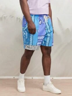 Manfinity Chillmode Men Paisley Print Drawstring Waist Shorts -Man Plus Fashion 16800616462a41781ac84480200cb78352a7a0c50d thumbnail 405x552