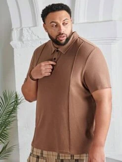 SHEIN Men Solid Polo Shirt -Man Plus Fashion 1680067929e349e596a1567099ac56a1eee0839d12 thumbnail 405x552
