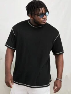 Manfinity Hypemode Men Cotton Slogan Graphic Contrast Piping Tee -Man Plus Fashion 1680068648992f820634b65563f9538d2e7a7e8b85 thumbnail 405x552