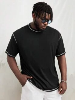 Manfinity Hypemode Men Cotton Slogan Graphic Contrast Piping Tee -Man Plus Fashion 16800686503078e81e72eb6d88028dd1d90801f74c thumbnail 405x552