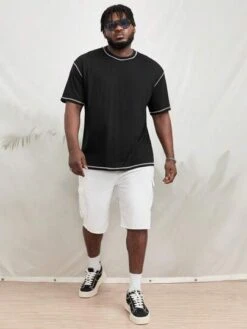 Manfinity Hypemode Men Cotton Slogan Graphic Contrast Piping Tee -Man Plus Fashion 1680068653579ffa9aa36bf12654099dd2d5731a0e thumbnail 405x552