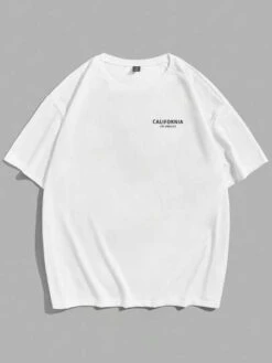 SHEIN Men Palm Tree & Letter Graphic Drop Shoulder Tee