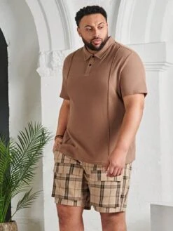 SHEIN Men Plaid Print Flap Pocket Drawstring Waist Shorts -Man Plus Fashion 1680228188b67badedf8c8bb26227f5b9ac1082833 thumbnail 405x552