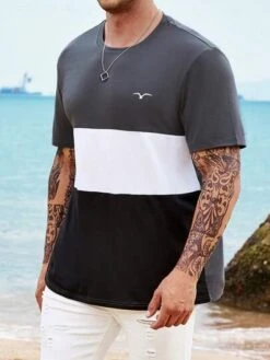 Manfinity Homme Men Color Block Tee -Man Plus Fashion 1680574216d3f90c873ffca2c1bb8e6936adc705f4 thumbnail 405x552