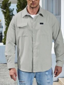 Manfinity Homme Men Letter Patched Detail Flap Pocket Shirt -Man Plus Fashion 1680703619e1477ab621912357a033ab51d7f9d42d thumbnail 405x552