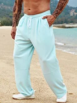 Men Solid Drawstring Waist Pants -Man Plus Fashion 1680762138c17b221ae0e4cc90fdde500339a00430 thumbnail 405x552