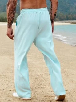 Men Solid Drawstring Waist Pants