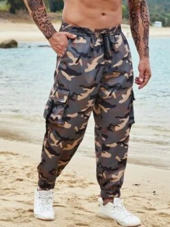 Men Camo Print Flap Pocket Drawstring Waist Cargo Pants -Man Plus Fashion 1680787551c3d20d5df85e63a27e77bddb8c336947 thumbnail 405x552