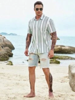 Men Striped Print Shirt -Man Plus Fashion 16807880597335ff485fe548ef258e94f3b619dd35 thumbnail 405x552