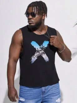 Manfinity RSRT Men Cotton Coconut Tree & Letter Graphic Tank Top -Man Plus Fashion 168083819509b0ad42d19436622679b4ed38d3b7dd thumbnail 405x552