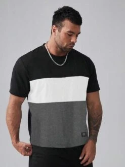Manfinity Homme Men Color Block Patched Detail Tee -Man Plus Fashion 1680846353b2620e6159ceccdce4716bc70807df94 thumbnail 405x552