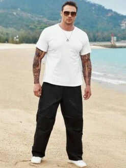 Men Zip Pocket Drawstring Waist Pants -Man Plus Fashion 168085458328385daa5354e2188a77f5819f8324f2 thumbnail 405x552