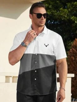 Manfinity Homme Men Antler Print Colorblock Shirt -Man Plus Fashion 16813787806718d4edab2ad66c115620e08fc06cc0 thumbnail 405x552