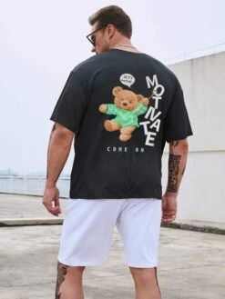 Men Bear & Slogan Graphic Tee -Man Plus Fashion 168144108337c4262bf6e33fb9cb39c909d0097ca2 thumbnail 405x552