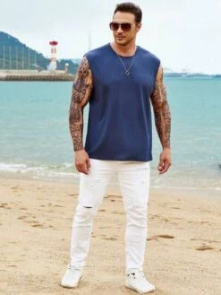 Men Solid Ribbed Knit Tank Top -Man Plus Fashion 1681542874c73d8f207cd469650ae6fdfd08582b76 thumbnail 405x552