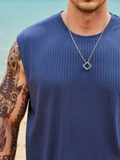 Men Solid Ribbed Knit Tank Top -Man Plus Fashion 1681542876508bd7eadbc7674f078323434b423087 thumbnail 405x552