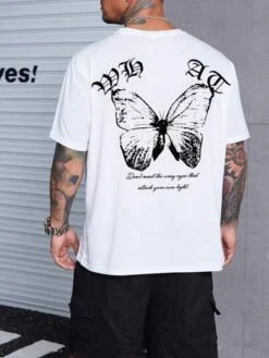 Men Butterfly & Slogan Graphic Tee -Man Plus Fashion 168189044099d11a4a5c93024190bf1bd0d662b0d8 thumbnail 405x552