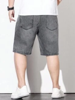 Manfinity LEGND Men Cotton Ripped Frayed Bermuda Shorts