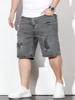 Manfinity LEGND Men Cotton Ripped Frayed Bermuda Shorts -Man Plus Fashion 16818958681b8c608583ed341a1e8aa4f8bbd7945f thumbnail 405x552