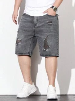 Manfinity LEGND Men Cotton Ripped Frayed Bermuda Shorts -Man Plus Fashion 1681895874a4493e5898139b84d81a9a2c59e72784 thumbnail 405x552