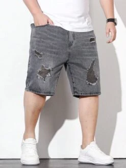 Manfinity LEGND Men Cotton Ripped Frayed Bermuda Shorts -Man Plus Fashion 16818958770a6aeeb60a19ce0f5cf88fb2f56daa5d thumbnail 405x552