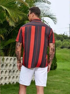 Manfinity Homme Men Block Striped Print Shirt