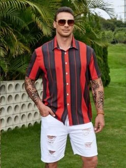 Manfinity Homme Men Block Striped Print Shirt -Man Plus Fashion 168198368772e7d2e518a5d39a2f635dc84a218236 thumbnail 405x552