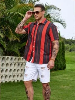 Manfinity Homme Men Block Striped Print Shirt -Man Plus Fashion 16819836921107a48b253a7a1f6841c5d7f593d4ad thumbnail 405x552