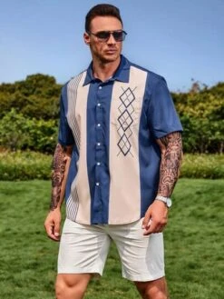 Manfinity Homme Men Striped & Geo Print Shirt -Man Plus Fashion 16820629795627555647a01d0e48feef0c55c9d120 thumbnail 405x552