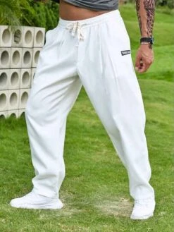 Manfinity Homme Men Letter Patched Drawstring Waist Pants -Man Plus Fashion 16823073121c8fc8ac310d0aa17d6284b1ba936f2a thumbnail 405x552