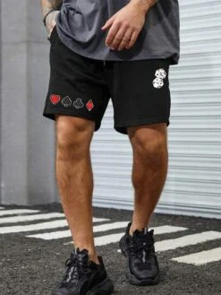 Manfinity Hypemode Men Playing Card Print Drawstring Waist Shorts -Man Plus Fashion 168230738931b415f68952619e89f0800492ad0d0f thumbnail 405x552