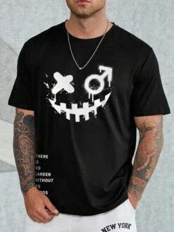 SHEIN Men Cartoon & Slogan Graphic Tee -Man Plus Fashion 16823223113aad6f6560e7f305249f9610c12c2970 thumbnail 405x552