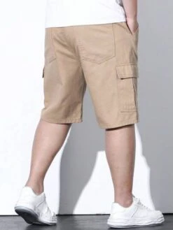 Manfinity Homme Men Cotton Flap Pocket Side Bermuda Denim Shorts