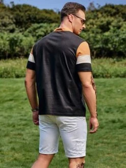 Manfinity Homme Men Antler Print Colorblock Polo Shirt