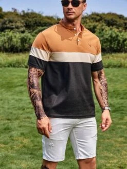 Manfinity Homme Men Antler Print Colorblock Polo Shirt -Man Plus Fashion 1682390253ac4215521f843acb83e0ddeba0c8578d thumbnail 405x552