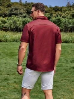 Men Two Tone Button Up Shirt