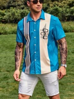 Men Striped & Geo Graphic Shirt -Man Plus Fashion 1682401950e830db6bd04aa385d8c302ebf4c6b6ee thumbnail 405x552