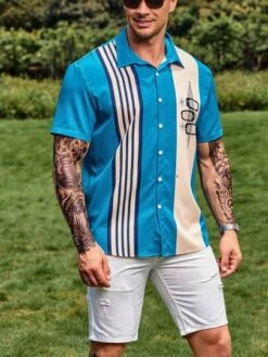 Men Striped & Geo Graphic Shirt -Man Plus Fashion 16824020196a7739395390669629cf6bf057d93778 thumbnail 405x552
