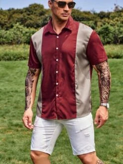Men Two Tone Button Up Shirt -Man Plus Fashion 16824020217100573e46a50104f4ce0670d35418ed thumbnail 405x552